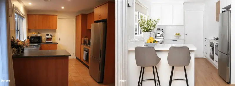 Modern kitchen renovation in Toronto with custom cabinets and quartz countertops